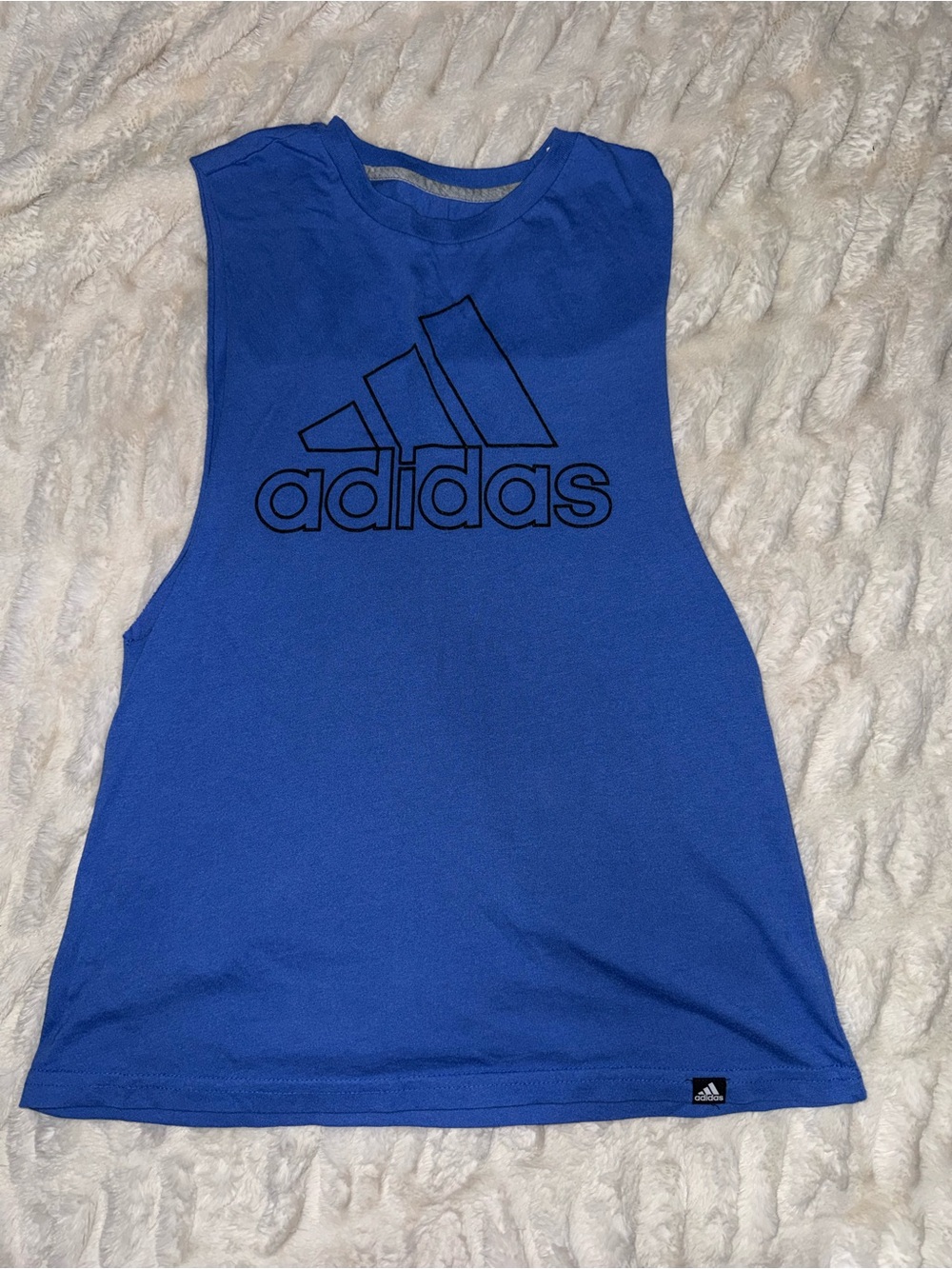 adidas Royal Blue Sleeveless Training Tank with Black Logo